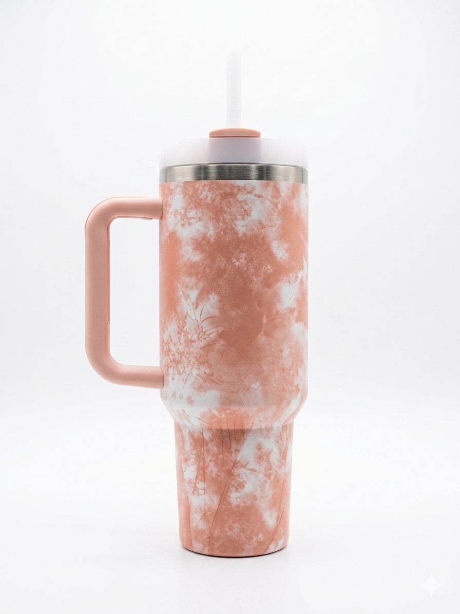 Bigman Marble Luxe 40oz Stainless Steel Insulated Tumbler with Handle &amp; Straw | Premium Marble Design Travel Mug