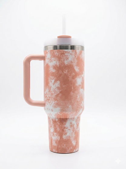 Bigman Marble Luxe 40oz Stainless Steel Insulated Tumbler with Handle &amp; Straw | Premium Marble Design Travel Mug