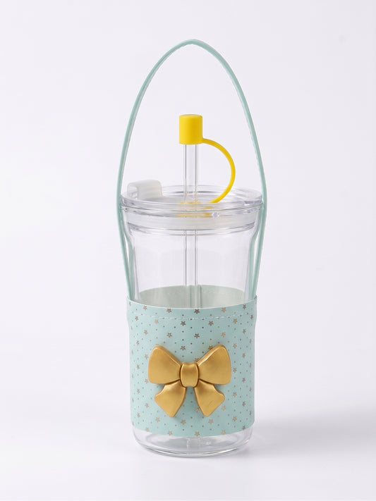 Bigman Aesthetic Golden Ribbon Bow Glass Tumbler