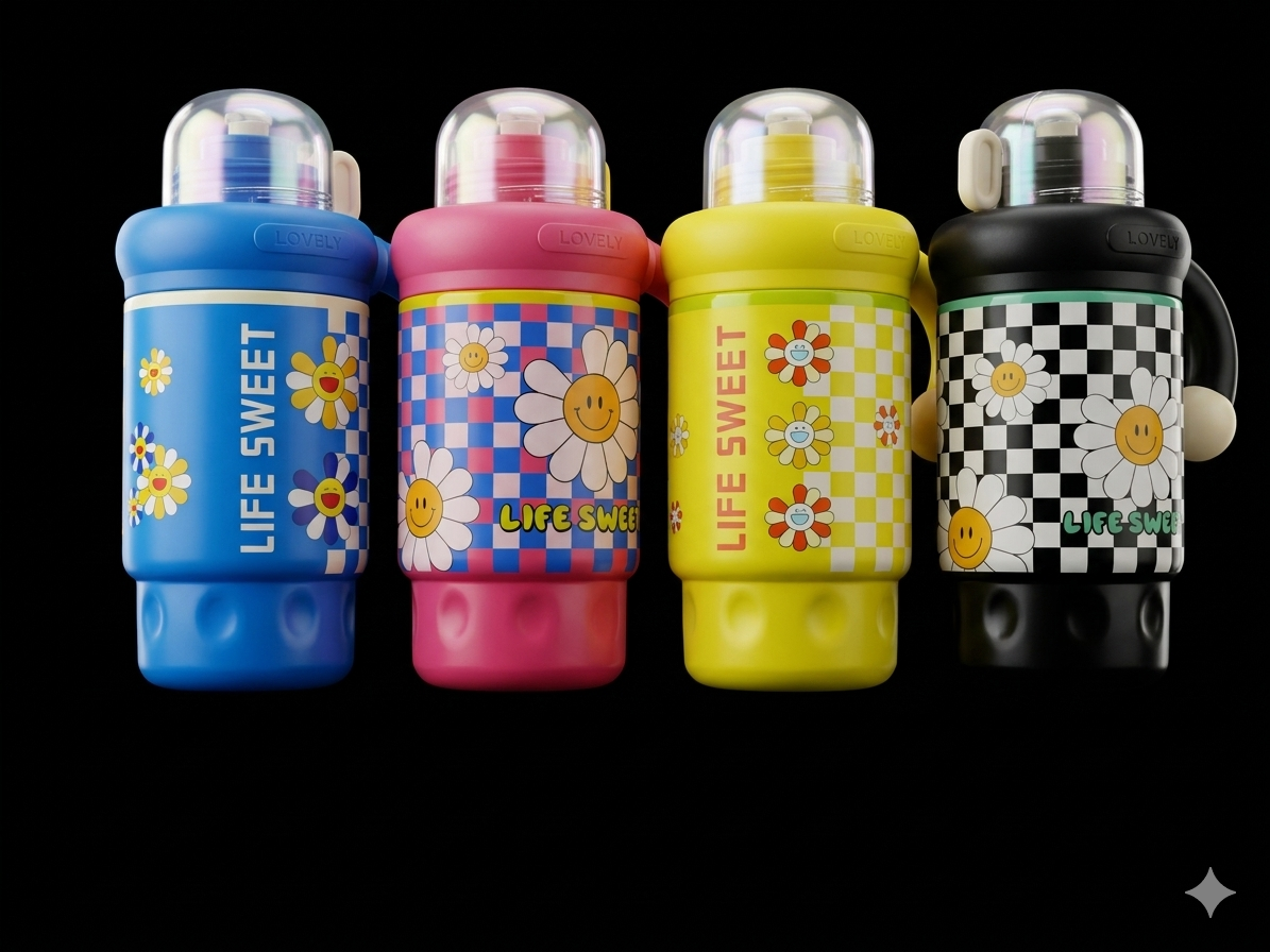 Bigman Bliss Bottles 40oz Tumbler – Cute Daisy Design,  Insulated Water Bottle with Straw, BPA-Free Travel Mug for Kids & Adults (Large Capacity)
