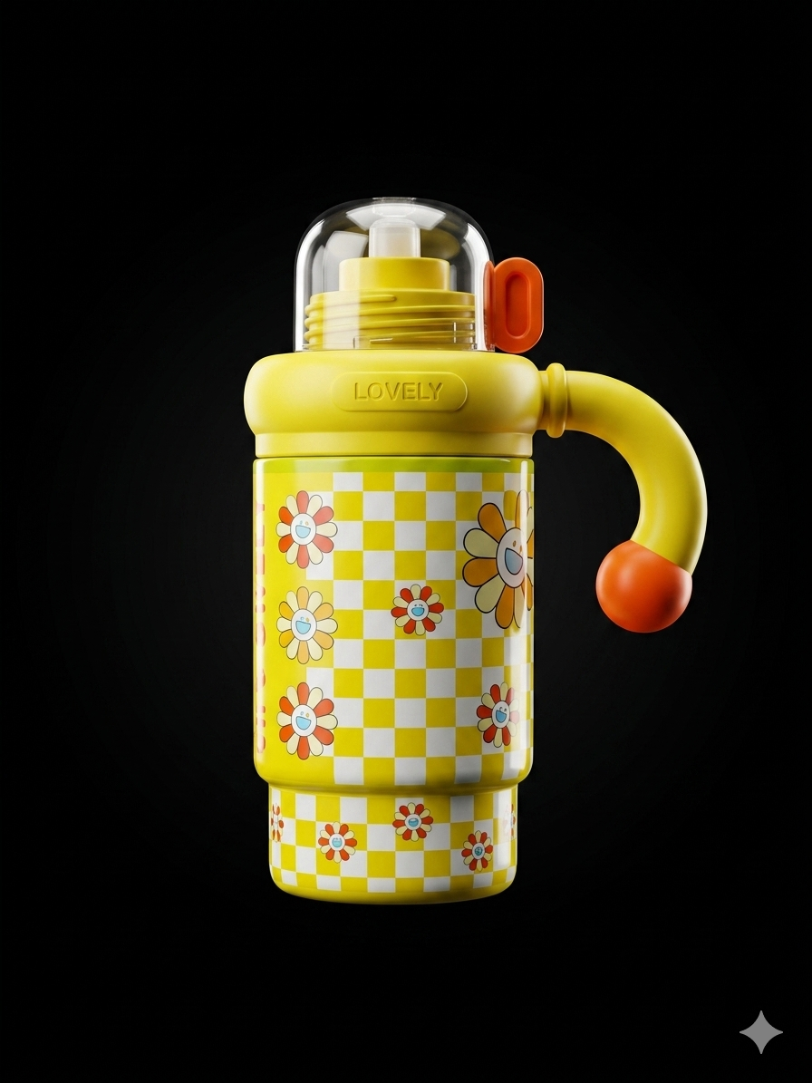 Bigman Bliss Bottles 40oz Tumbler – Cute Daisy Design,  Insulated Water Bottle with Straw, BPA-Free Travel Mug for Kids & Adults (Large Capacity)