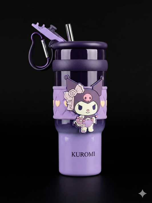 BIGMAN Signature NoirBliss Cup 40oz Insulated Tumbler – Premium Stainless Steel Travel Mug with Handle, Straw Lid, Cute Aesthetic Design, Hot & Cold Beverage Cup