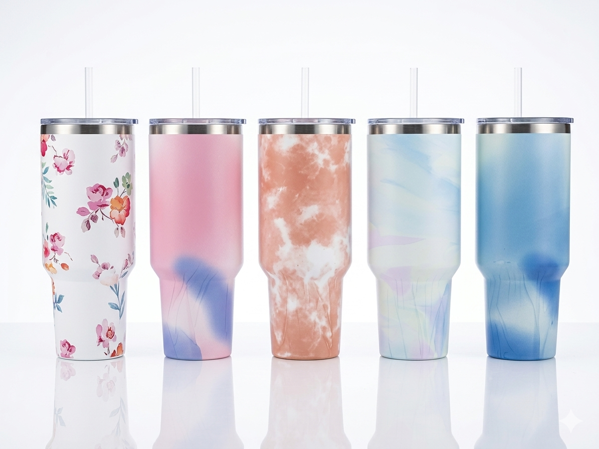 Bigman Marble Luxe 40oz Stainless Steel Insulated Tumbler with Handle &amp; Straw | Premium Marble Design Travel Mug
