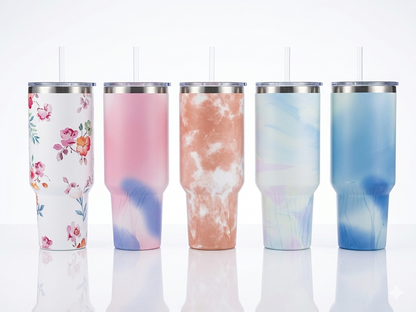 Bigman Marble Luxe 40oz Stainless Steel Insulated Tumbler with Handle &amp; Straw | Premium Marble Design Travel Mug