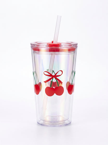 Bigman Aesthetic Holographic Shimmer Cherry Sipper Cup