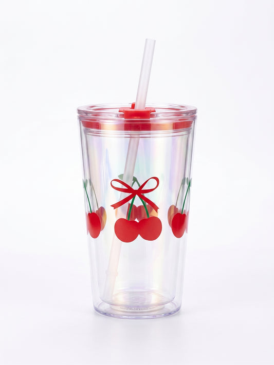 Bigman Aesthetic Holographic Shimmer Cherry Sipper Cup