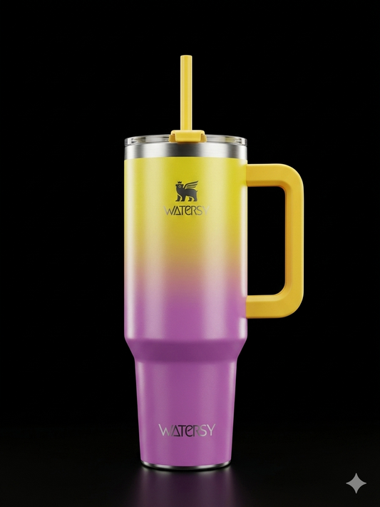 BIGMAN GradientGlow 40oz Tumbler with Handle & Straw | Large Capacity Insulated Travel Mug  Stainless Steel Cup for Hot & Cold Drinks