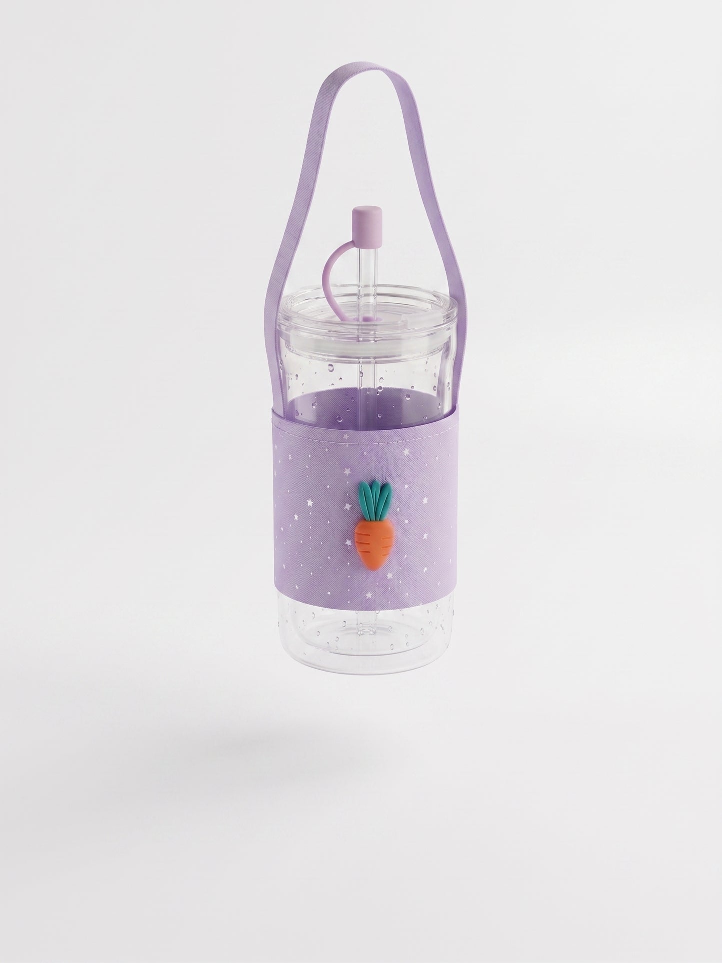 Bigman Cute 3D Carrot Purple Glass Sipper Cup with Handle