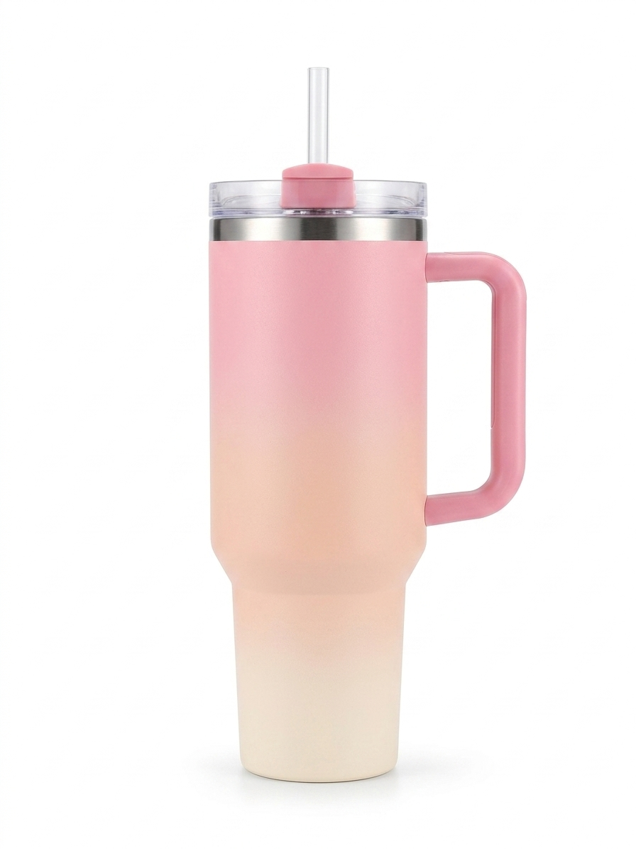 Bigman DualTone 40oz Stainless Steel Insulated Tumbler with Handle & Straw | Double Shade Premium Travel Mug