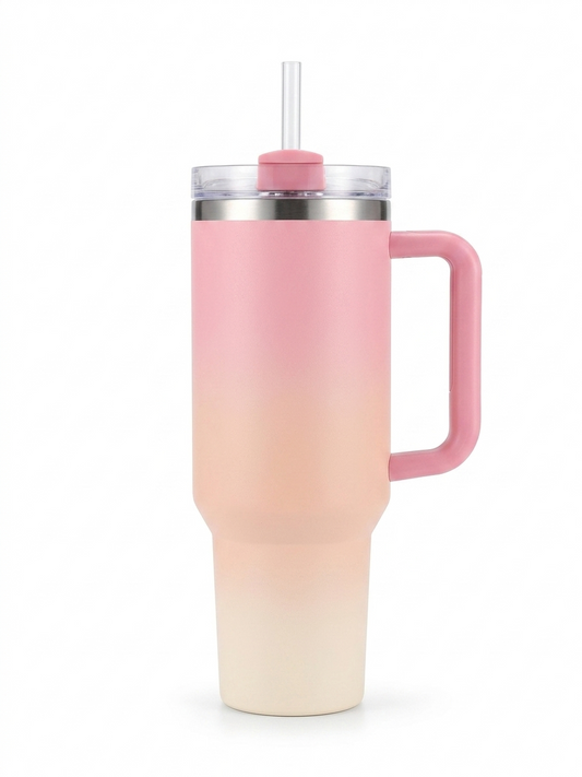 Bigman DualTone 40oz Stainless Steel Insulated Tumbler with Handle & Straw | Double Shade Premium Travel Mug