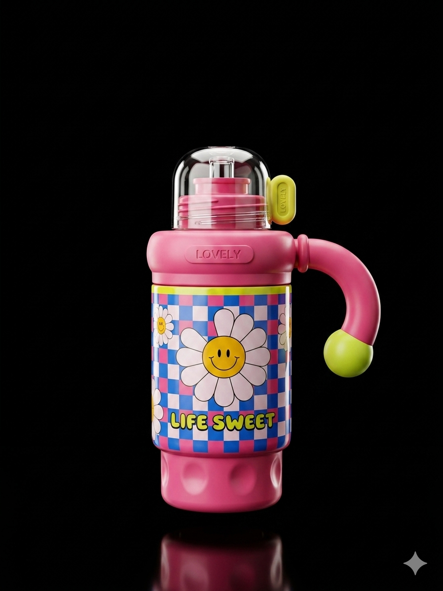Bigman Bliss Bottles 40oz Tumbler – Cute Daisy Design,  Insulated Water Bottle with Straw, BPA-Free Travel Mug for Kids & Adults (Large Capacity)