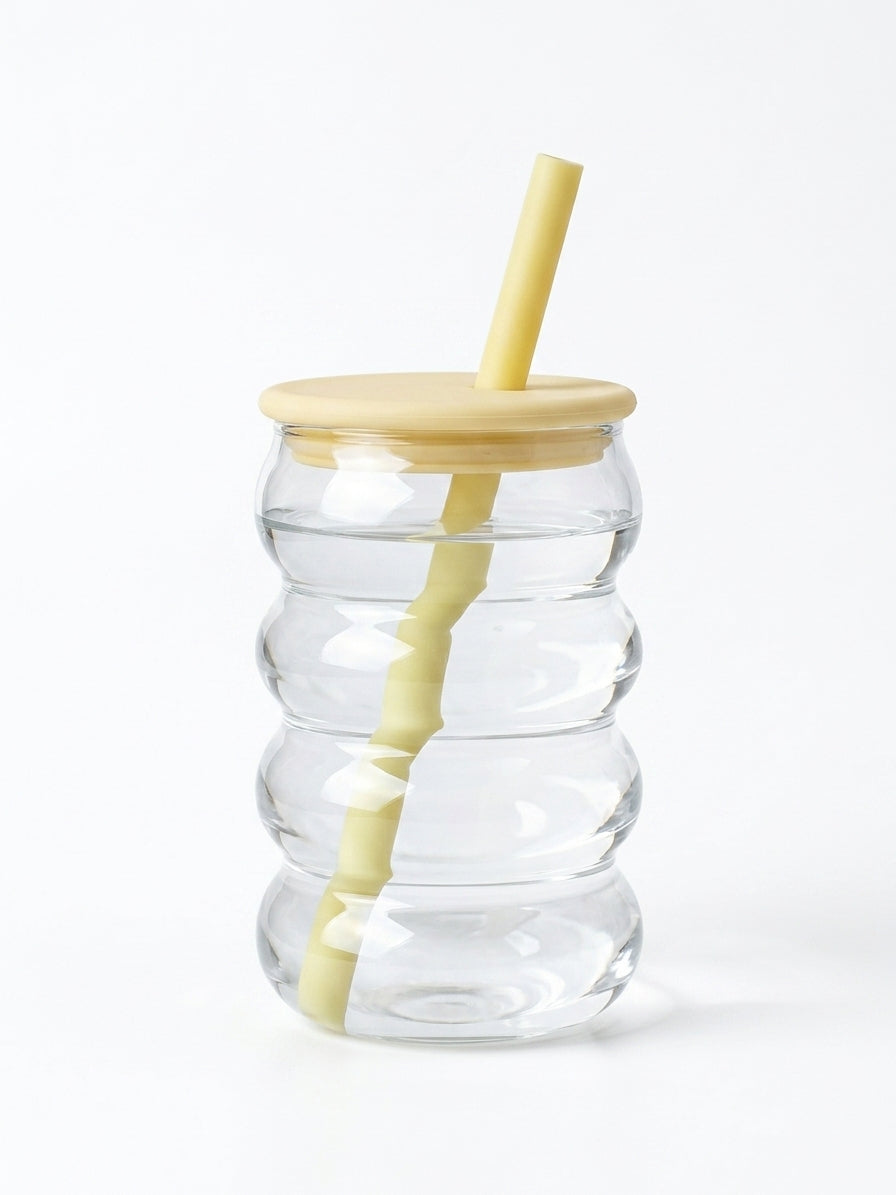 Bigman Cute Stacked Bubble Glass Sipper Cup for Iced Coffee