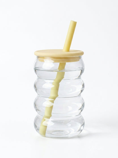 Bigman Cute Stacked Bubble Glass Sipper Cup for Iced Coffee