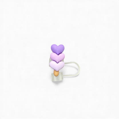 Heart Popsicle Style Silicon Straw Topper