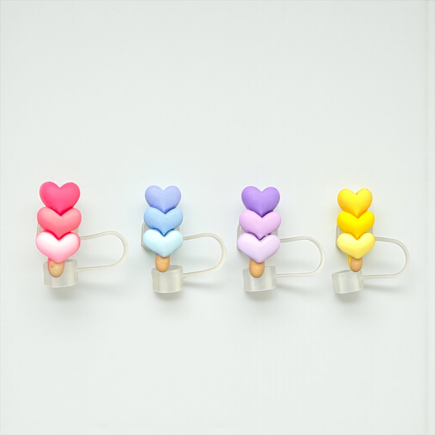 Heart Popsicle Style Silicon Straw Topper