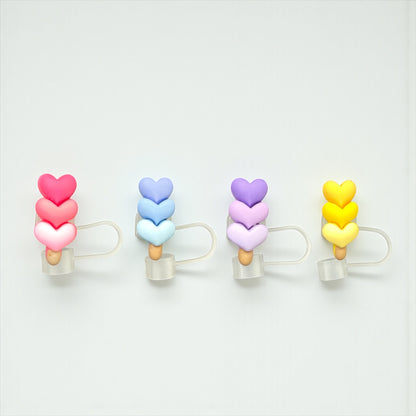 Heart Popsicle Style Silicon Straw Topper