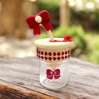 BIGMAN Citrus Juice Glass Cup With Straw &Topper 450ml