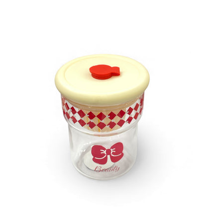 BIGMAN Citrus Juice Glass Cup With Straw &Topper 450ml