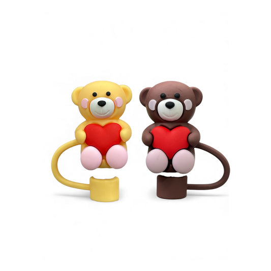 Love Teddy Style Silicon Straw Topper