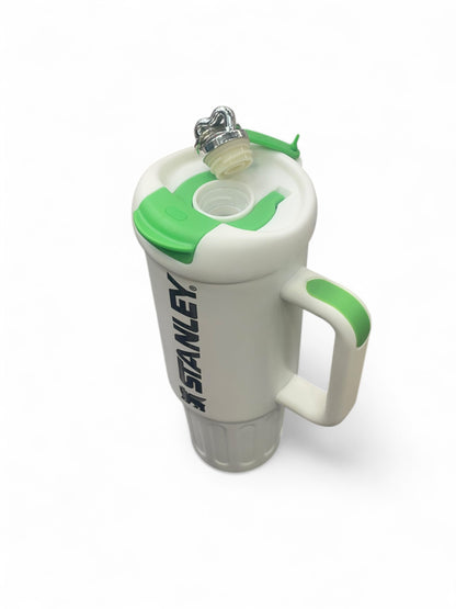 BIGMAN Classic White & Green Stanley Tumbler 40oz