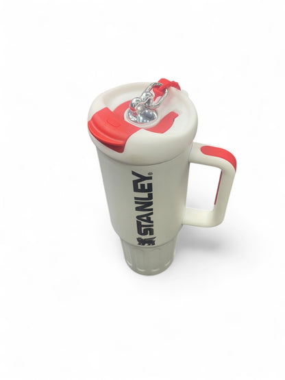 BIGMAN Classic White & Crimson Red Stanley Tumbler 40oz