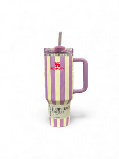 BIGMAN Elegant Series Purple & White Stripe Stanley Tumbler 40oz