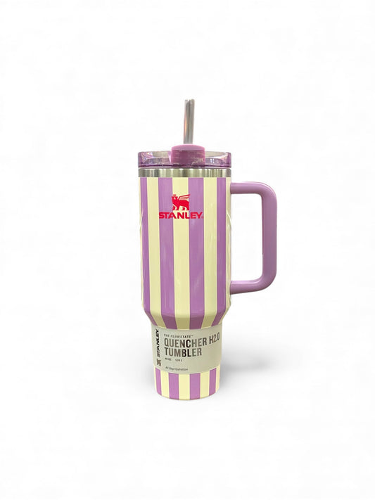 BIGMAN Elegant Series Purple & White Stripe Stanley Tumbler 40oz