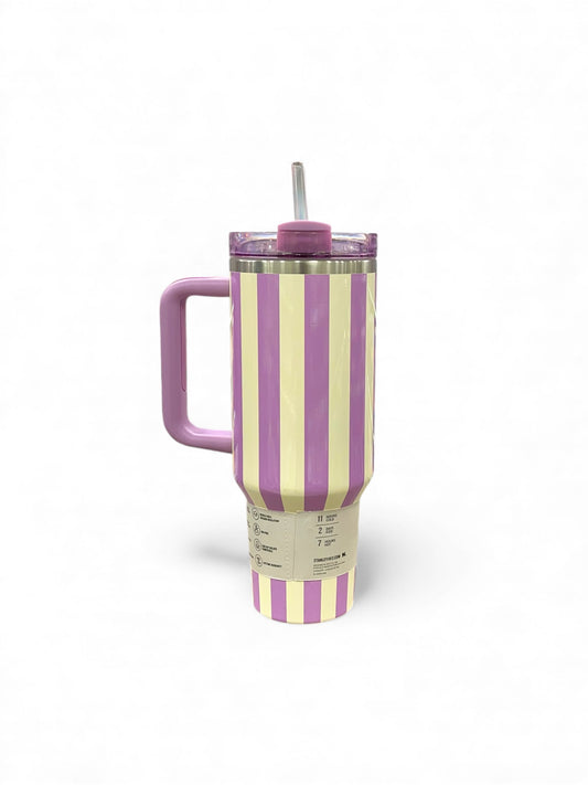 BIGMAN Elegant Series Purple & White Stripe Stanley Tumbler 40oz