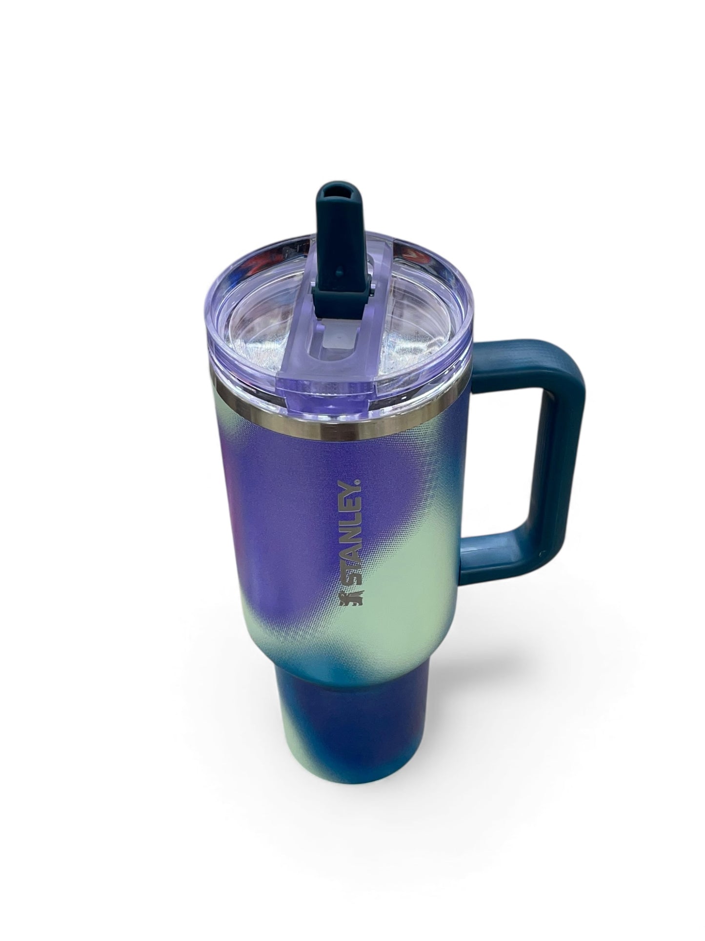 BIGMAN Aurora Purple & Green Gradient Glow Stanley Flip Straw Tumbler 40oz