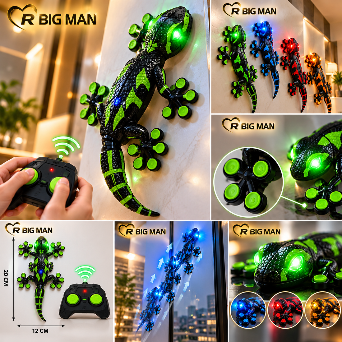 RC Wall Crawler Gecko – Remote Control LED Climbing Lizard Toy
