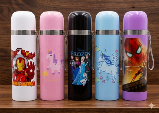 BIGMAN Premium Stainless Steel Character Bottle Mug | Leakproof Cute Cartoon Water Bottle