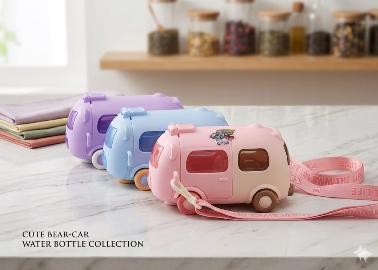 BIGMAN premium Cute Bear Car Water Bottle | Kids Portable Sipper Bottle