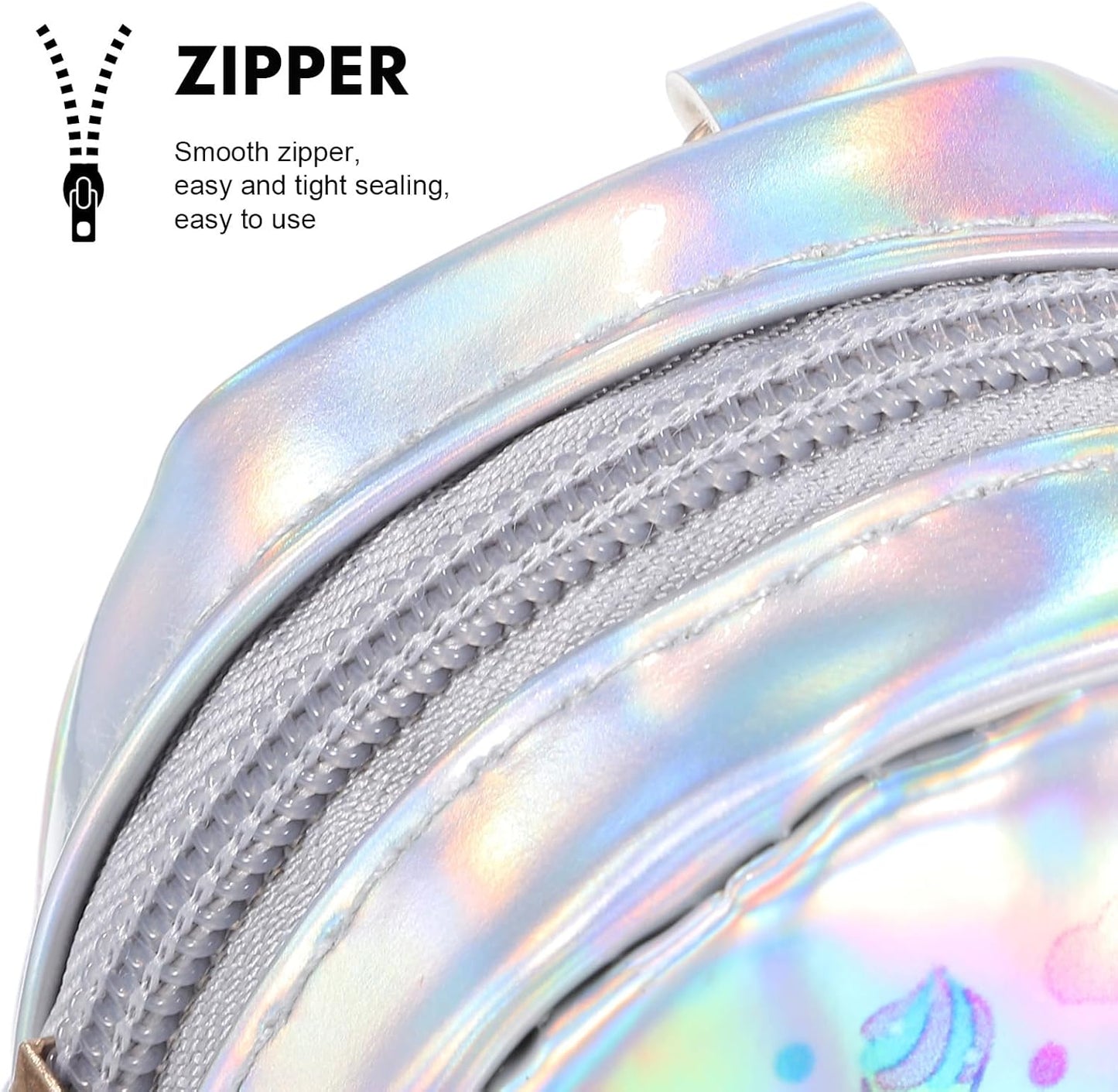 Bigman Unicorn Luxe Mini Pouch Keychain – Holographic Cute Coin Purse, Mini Zipper Wallet for Girls, Kids & Accessories Storage