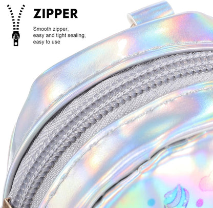 Bigman Unicorn Luxe Mini Pouch Keychain – Holographic Cute Coin Purse, Mini Zipper Wallet for Girls, Kids & Accessories Storage