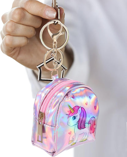 Bigman Unicorn Luxe Mini Pouch Keychain – Holographic Cute Coin Purse, Mini Zipper Wallet for Girls, Kids & Accessories Storage