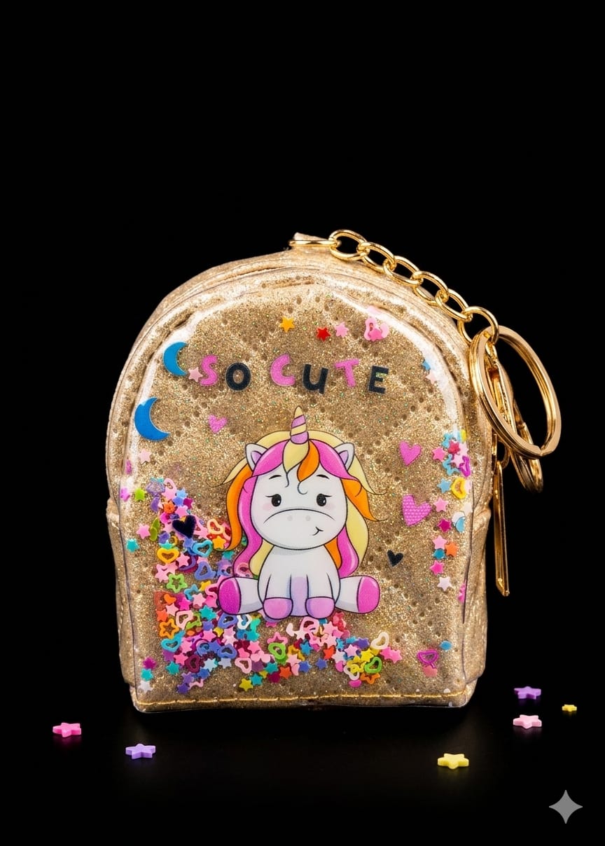 Bigman Unicorn GlitterPop Mini Pouch Keychain – Glitter Unicorn Coin Purse for Girls & Kids