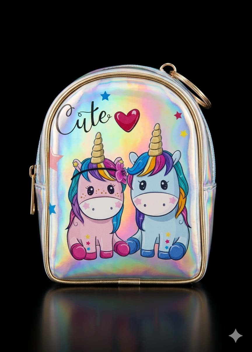 Bigman Unicorn GlitterPop Mini Pouch Keychain – Glitter Unicorn Coin Purse for Girls & Kids