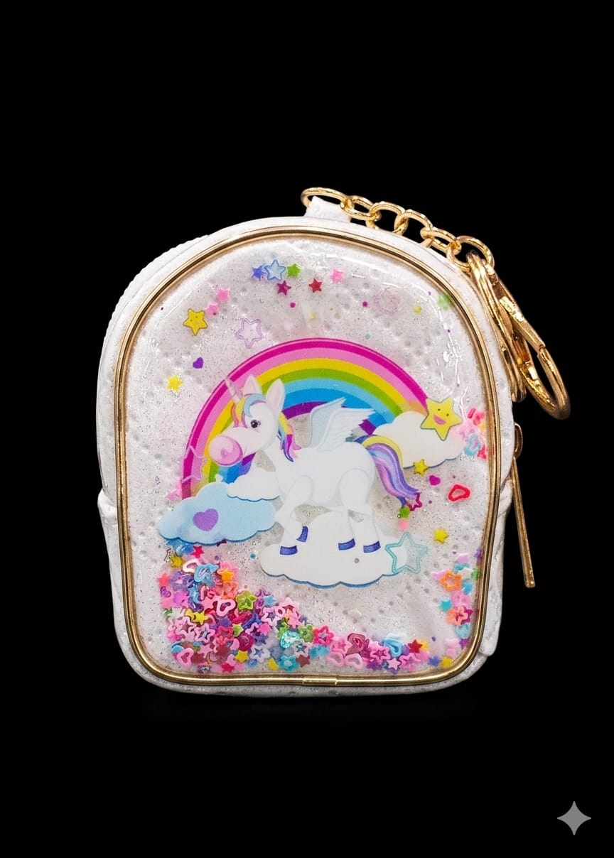 Bigman Unicorn GlitterPop Mini Pouch Keychain – Glitter Unicorn Coin Purse for Girls & Kids