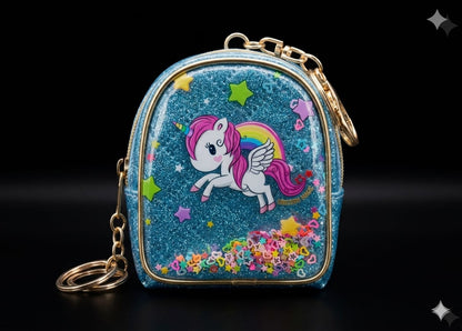 Bigman Unicorn GlitterPop Mini Pouch Keychain – Glitter Unicorn Coin Purse for Girls & Kids