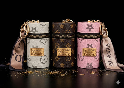 Bigman VogueCapsule Mini Pouch Keychain – Luxury Cylinder Coin Holder, Stylish Zipper Mini Wallet for Women & Girls