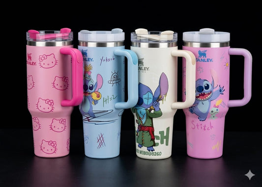 Bigman CartoonCraze 40oz Premium Stainless Steel Tumbler with Handle & Straw | Cute Character Printed Insulated Travel Mug