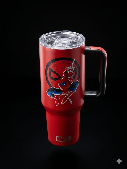 BIGMAN TitanRed 40oz Insulated Tumbler with Handle & Lid – Double Wall Vacuum Stainless Steel Travel Mug for Hot & Cold Drinks, Cup Holder Friendly