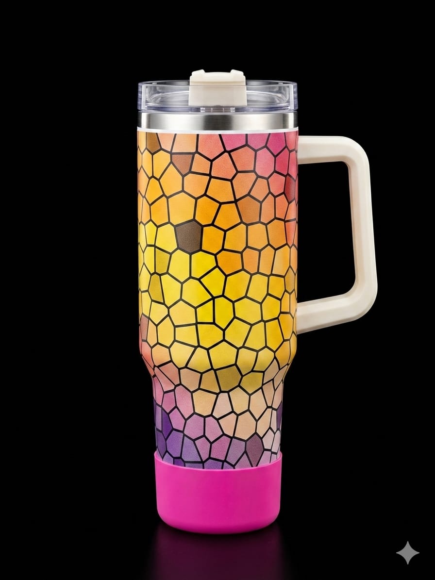 BIGMAN ColorSip 40oz Insulated Tumbler with Handle & Straw Lid – Double Wall Vacuum Stainless Steel Travel Mug for Hot & Cold Drinks, Stylish Multicolor Design
