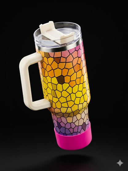 BIGMAN ColorSip 40oz Insulated Tumbler with Handle & Straw Lid – Double Wall Vacuum Stainless Steel Travel Mug for Hot & Cold Drinks, Stylish Multicolor Design