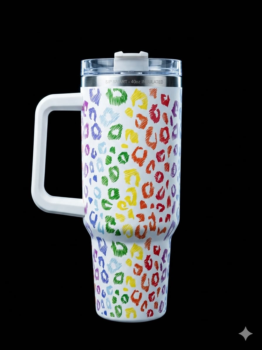 BIGMAN ColorSip 40oz Insulated Tumbler with Handle & Straw Lid – Double Wall Vacuum Stainless Steel Travel Mug for Hot & Cold Drinks, Stylish Multicolor Design