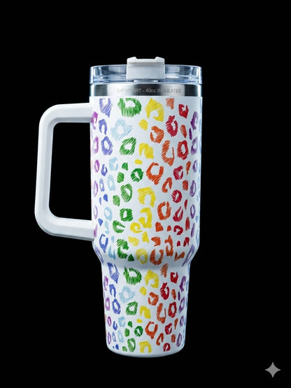 BIGMAN ColorSip 40oz Insulated Tumbler with Handle & Straw Lid – Double Wall Vacuum Stainless Steel Travel Mug for Hot & Cold Drinks, Stylish Multicolor Design