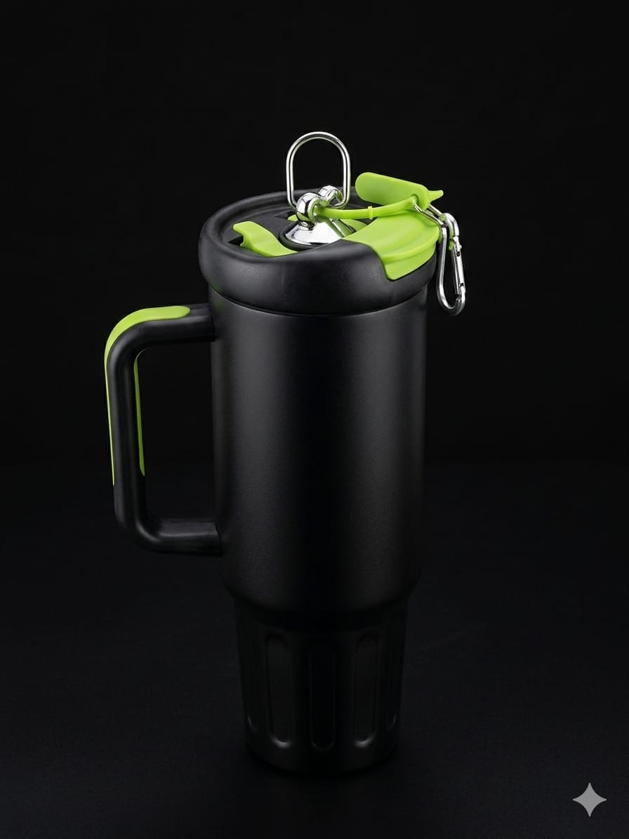 BIGMAN Premium AquaShield Pro 40oz Insulated Tumbler with Handle & Straw Lid –  Double Wall Vacuum Stainless Steel Travel Mug for Hot & Cold Drinks