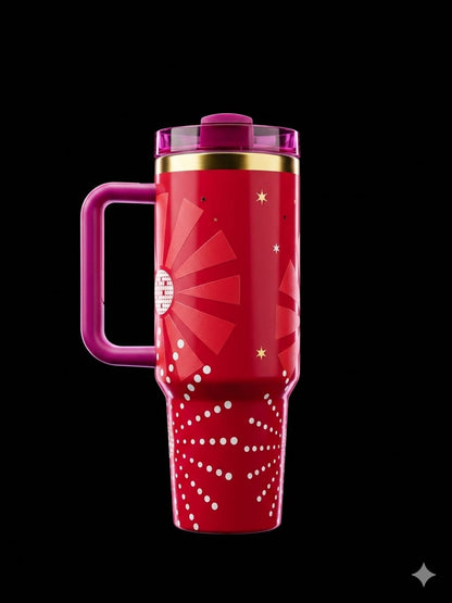 BIGMAN DiscoSip 40oz Insulated Tumbler with Handle & Straw Lid –  Double Wall Vacuum Stainless Steel Travel Mug for Hot & Cold Drinks, Stylish Party Design