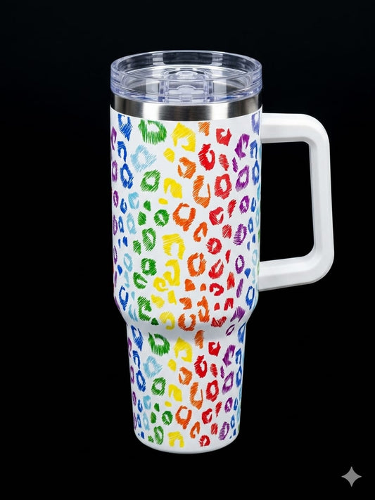 BIGMAN ColorSip 40oz Insulated Tumbler with Handle & Straw Lid – Double Wall Vacuum Stainless Steel Travel Mug for Hot & Cold Drinks, Stylish Multicolor Design