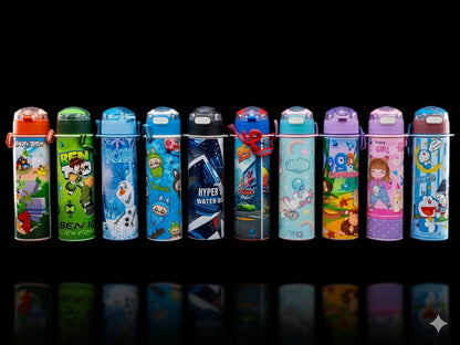 Bigman CartoonPop Bottle 650ml – Kids Stainless Steel Vacuum Water Bottle with Straw & Cartoon Design